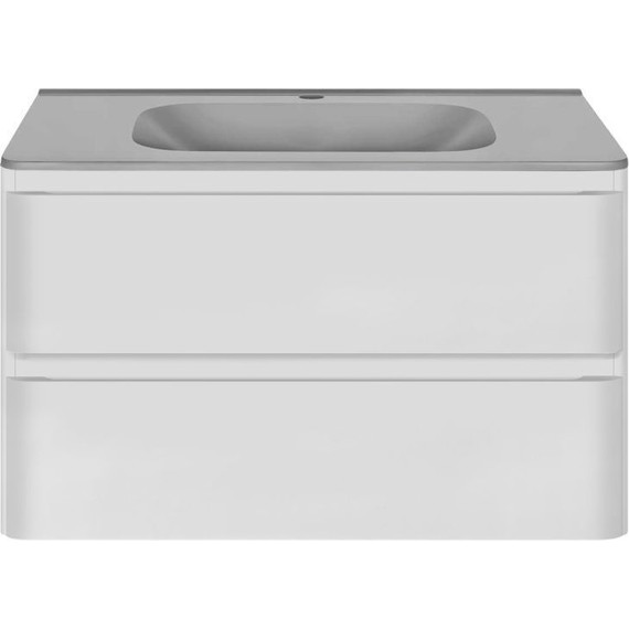 Тумба подвесная с раковиной Vincea Vico 80 см VMC-2V800GW (раковина серая VCB-2VP800G), белый глянец - фото 