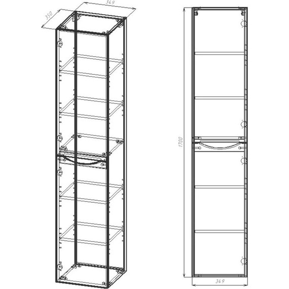 Пенал подвесной Vincea Mia 35 см VSC-2M170GW-L, белый глянец - фото 3