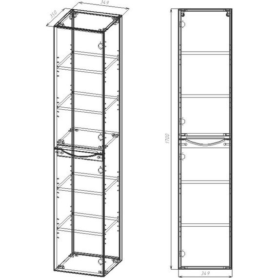 Пенал подвесной Vincea Mia 35 см VSC-2M170RW-R, тёмное дерево - фото 3