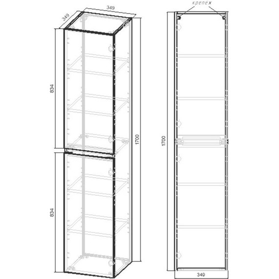 Пенал подвесной Vincea Norma/Fine 35 см VSC-2NF170RW, тёмное дерево - фото 4