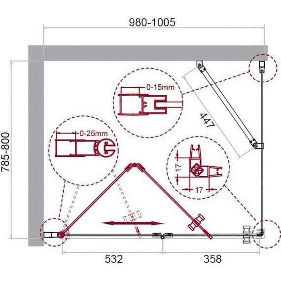 Душевое ограждение BelBagno 100х80 см ALBANO-ASH-1-100/80-C-Cr, хром/прозрачное - фото 7