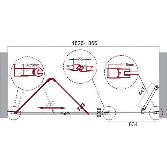 Душевая дверь BelBagno 190 см ALBANO-BS-13-90+100-C-Cr, хром/прозрачное - фото 9