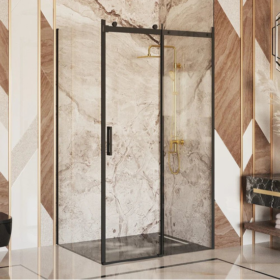 Душевое ограждение Ambassador Benefit 130x120 см 19021202HB-120HB (стекло 8 мм) чёрный/прозрачное - фото 2