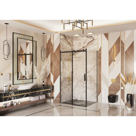 Душевое ограждение Ambassador Benefit 140x120 см 19021203HB-120HB (стекло 8 мм) чёрный/прозрачное - фото 3