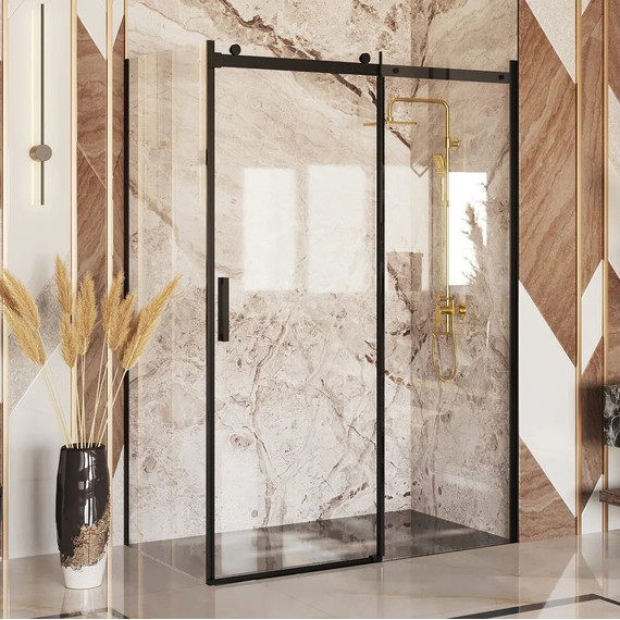 Душевое ограждение Ambassador Benefit 150x100 см 19021204HB-100HB (стекло 8 мм) чёрный/прозрачное - фото 2