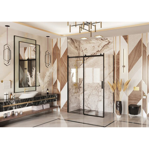 Душевое ограждение Ambassador Benefit 150x120 см 19021204HB-120HB (стекло 8 мм) чёрный/прозрачное - фото 3