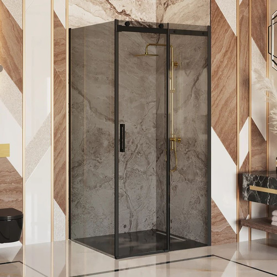 Душевое ограждение Ambassador Benefit 130x110 см 19022202HBB-110HBB (стекло 8 мм) чёрный/тонированное - фото 2