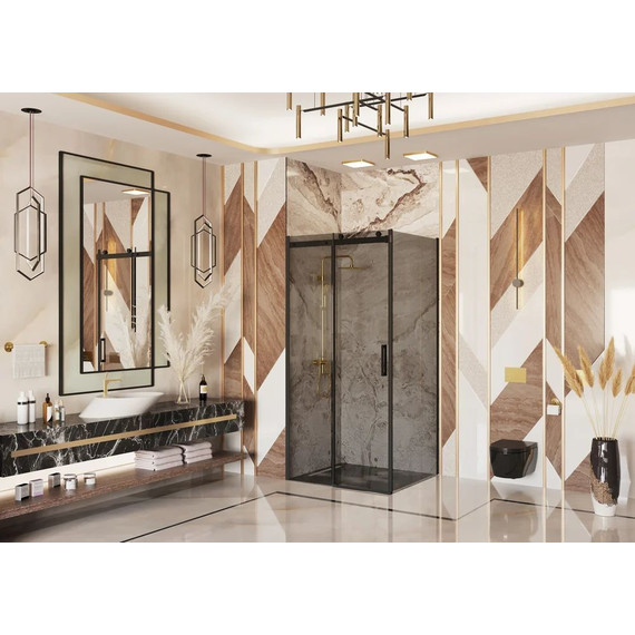 Душевое ограждение Ambassador Benefit 130x110 см 19022202HBB-110HBB (стекло 8 мм) чёрный/тонированное - фото 3