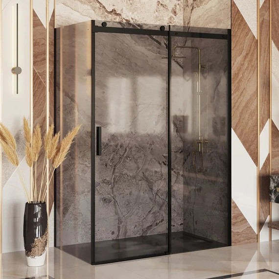 Душевое ограждение Ambassador Benefit 160x80 см 19022205HBB-80HBB (стекло 8 мм) чёрный/тонированное - фото 2