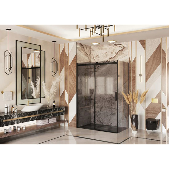 Душевое ограждение Ambassador Benefit 160x110 см 19022205HBB-110HBB (стекло 8 мм) чёрный/тонированное - фото 3