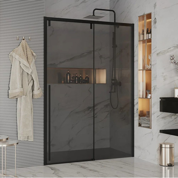 Душевая дверь Ambassador Intense 150 см 110022204IBB (стекло 8 мм) чёрный/тонированное - фото 2