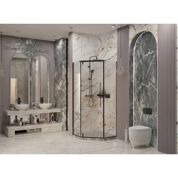 Душевое ограждение Ambassador Ritz 90x90 см 112011202 (стекло 8 мм) чёрный/прозрачное - фото 3