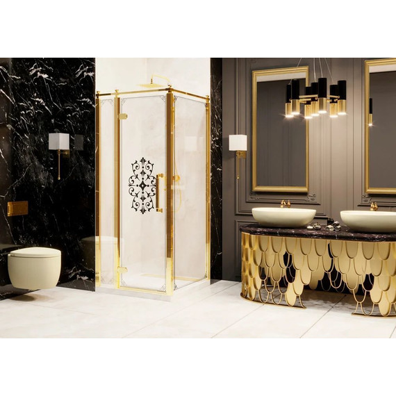 Душевое ограждение Ambassador Royal 90x90 см 18015308-L (стекло 8 мм) золото/прозрачное - фото 3