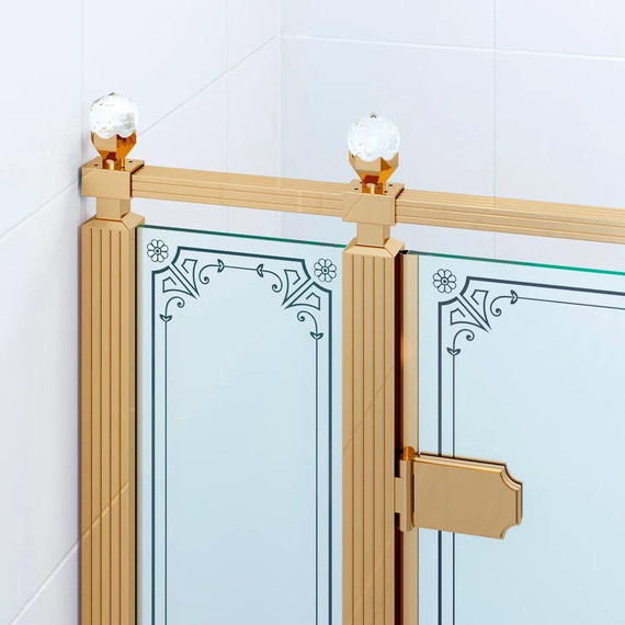 Душевое ограждение Ambassador Royal 90x90 см 18015308-L (стекло 8 мм) золото/прозрачное - фото 4