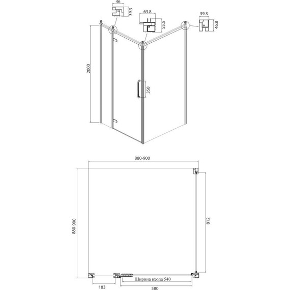 Душевое ограждение Ambassador Royal 90x90 см 18015308-L (стекло 8 мм) золото/прозрачное - фото 7