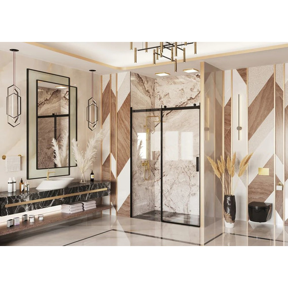 Душевая дверь Ambassador Benefit 160 см 19021205HB (стекло 8 мм) чёрный/прозрачное - фото 3