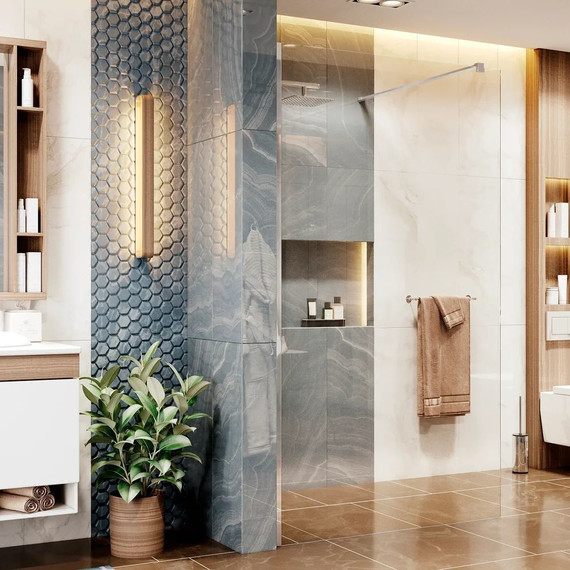 Душевая перегородка Ambassador Walk-in 120 см 15031104 с кронштейном (стекло 8 мм) хром/прозрачное - фото 2