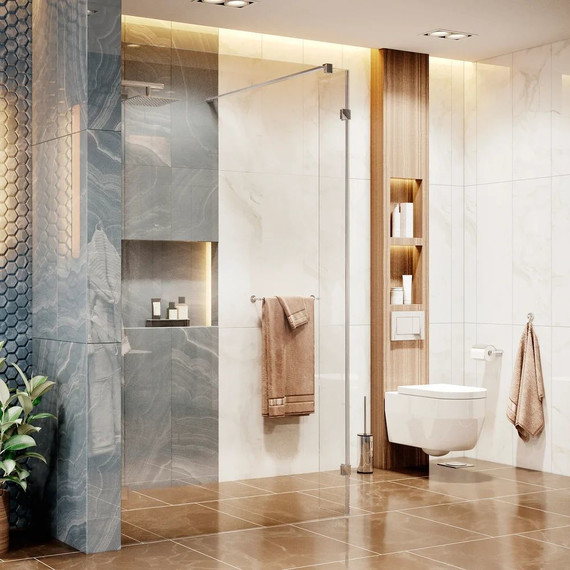 Душевая перегородка Ambassador Walk-in 120 см 15031108 с кронштейном (стекло 8 мм) хром/прозрачное - фото 4