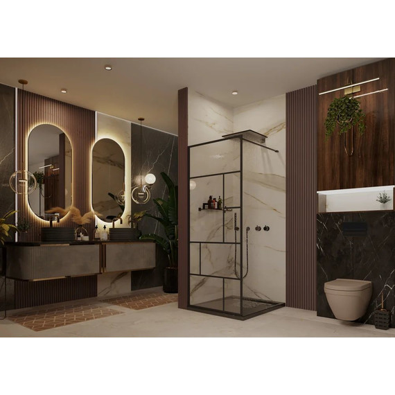 Душевая перегородка Ambassador Walk-in 120 см 15031215 с кронштейном (стекло 8 мм) чёрный/прозрачное - фото 3