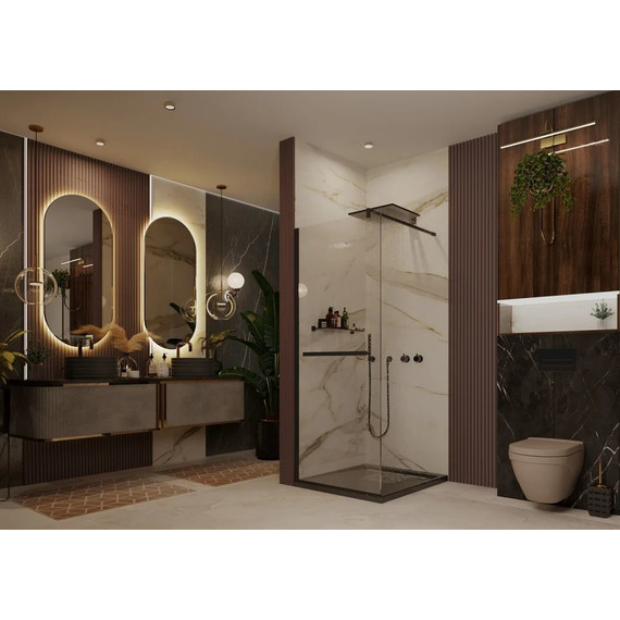 Душевая перегородка Ambassador Walk-in 120 см 15031233 с кронштейном (стекло 8 мм) чёрный/прозрачное - фото 3