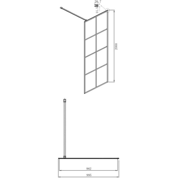 Душевая перегородка Ambassador Walk-in 100 см 15031240 с кронштейном, чёрный/прозрачное - фото 5