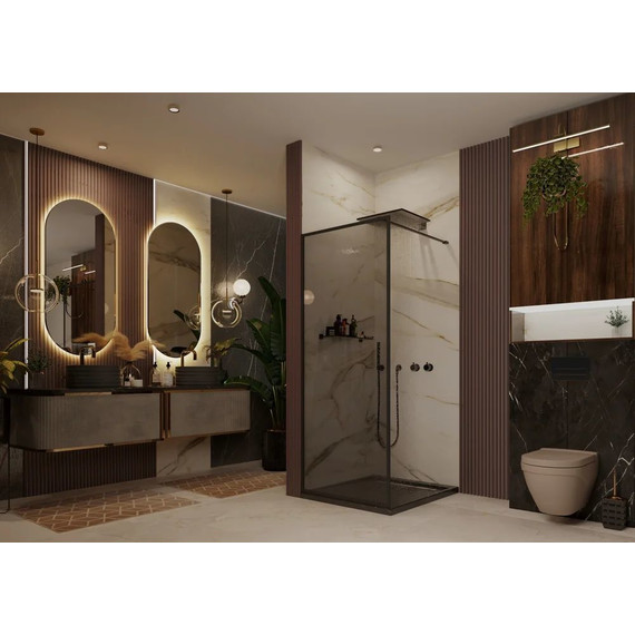 Душевая перегородка Ambassador Walk-in 110 см 15032217 с кронштейном (стекло 8 мм) чёрный/тонированное - фото 3