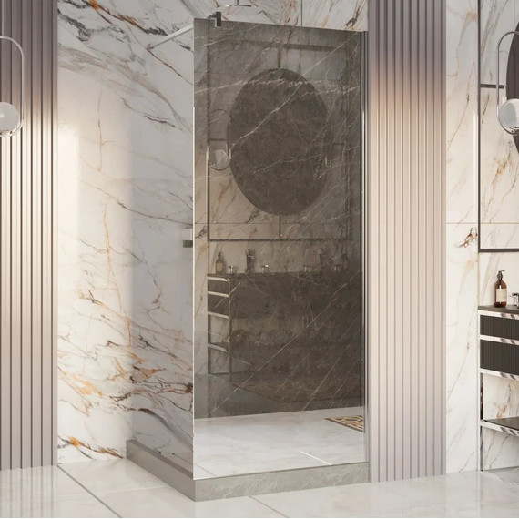 Душевая перегородка Ambassador Walk-in 80 см 15033124 с кронштейном (стекло 8 мм) хром/зеркальное - фото 2