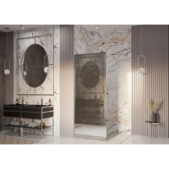 Душевая перегородка Ambassador Walk-in 90 см 15033123 с кронштейном (стекло 8 мм) хром/зеркальное - фото 3