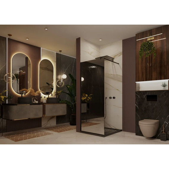 Душевая перегородка Ambassador Walk-in 100 см 15033222 с кронштейном (стекло 8 мм) чёрный/зеркальное - фото 3