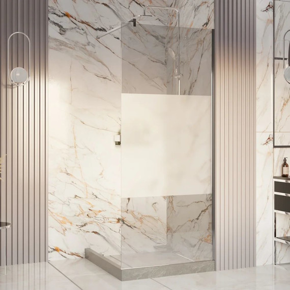 Душевая перегородка Ambassador Walk-in 90 см 15034128 с кронштейном (стекло 8 мм) хром/узор - фото 2