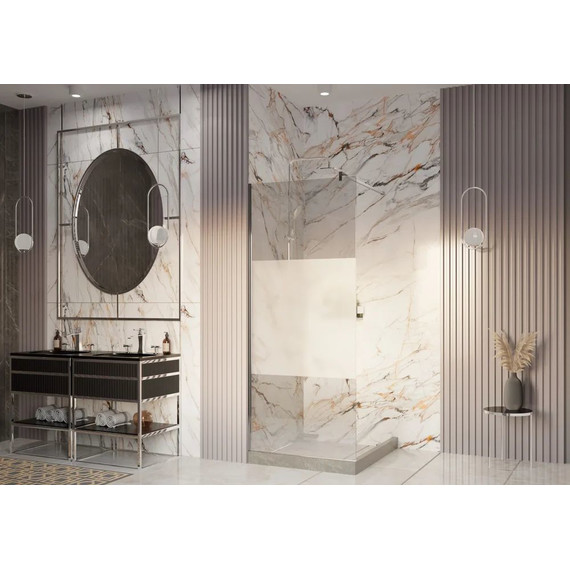 Душевая перегородка Ambassador Walk-in 80 см 15034129 с кронштейном (стекло 8 мм) хром/узор - фото 3