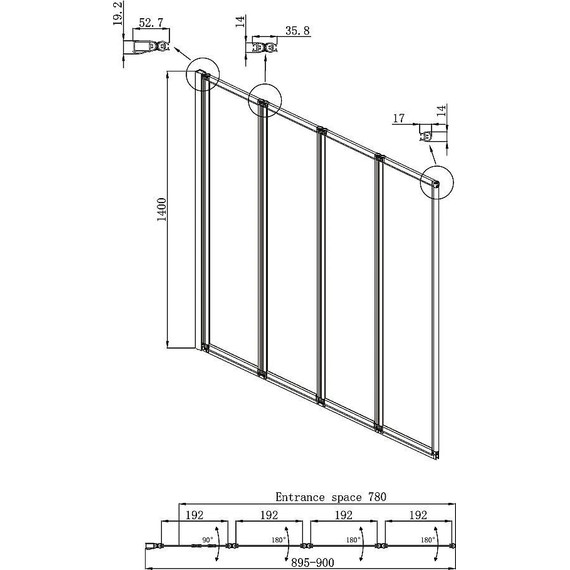 Шторка для ванны Ambassador Bath Screens 900х1400 мм 16041110L L, хром/прозрачное - фото 5