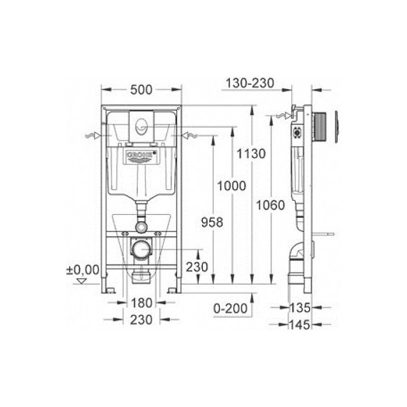 Инсталляция для унитаза Grohe Rapid SL 38721001 с панелью смыва Skate Air, хром - фото 3