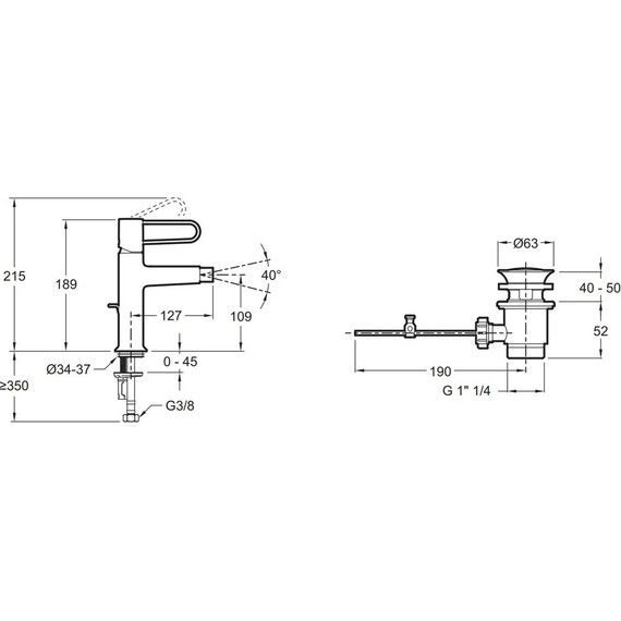 Смеситель для биде Jacob Delafon Odeon Rive Gauche E21033-00-CP, хром/белый - фото 3