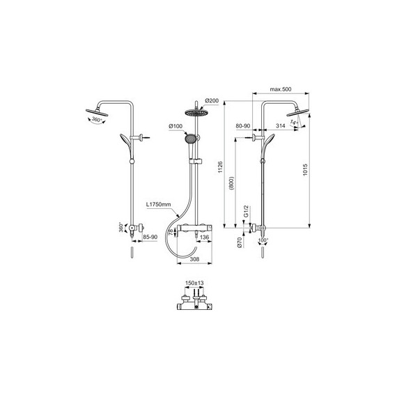 Душевая стойка Ideal Standard Idealrain Cerafine O BC750AA - фото 5