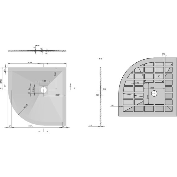 Поддон каменный Vincea 90х90 см VST-4SQ9090W, белый матовый - фото 5