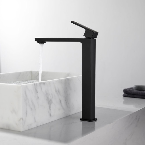 Смеситель для раковины высокий Vincea Next VBF-1N2MB, черный матовый - фото 5