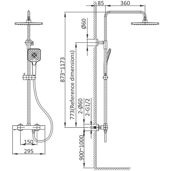Душевая стойка с термостатом Vincea Next VSFS-1N0TCH - фото 10