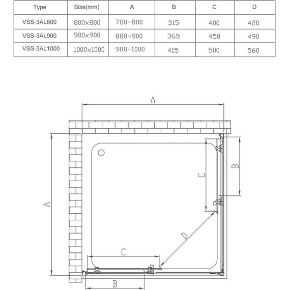 Душевое ограждение Vincea Alpha 90x90 см VSS-3AL900CL, хром/прозрачное - фото 11