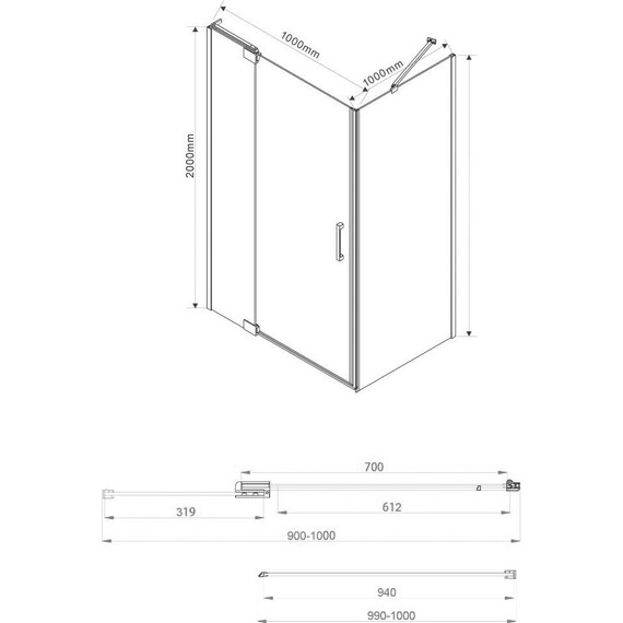 Душевое ограждение Vincea Extra 90-100x100 см VSR-1E901010CL (стекло 8 мм), хром/прозрачное - фото 4