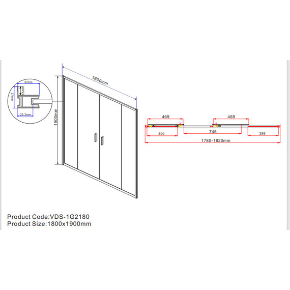 Душевая дверь Vincea Garda 180 см VDS-1G2180CH, хром/шиншилла - фото 6
