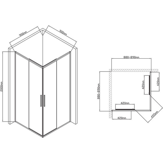 Душевое ограждение Vincea Slim-U 90x90 см VSS-2SU900CL, хром/прозрачное - фото 9