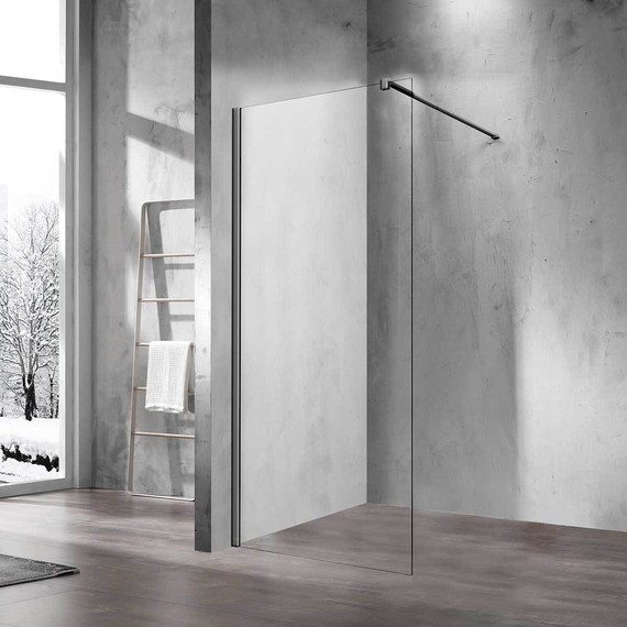 Душевая перегородка Vincea Walk-In 110 см VSW-1H110CLGM (стекло 8 мм) с кронштейном в комплекте, вороненая сталь/прозрачное - фото 