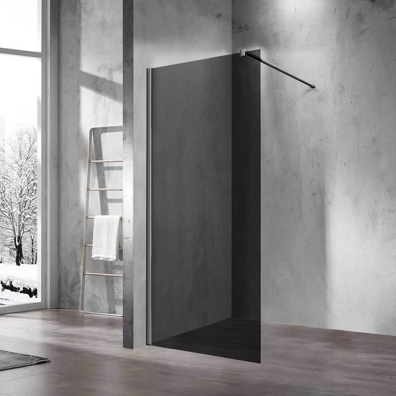 Душевая перегородка Vincea Walk-In 80 см VSW-1H800CGGM (стекло 8 мм) с кронштейном в комплекте, вороненая сталь/тонированное - фото 