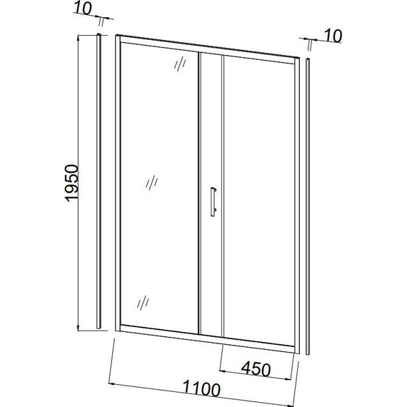 Душевая дверь Taliente 110x195 см TA-110-1CB, черный/прозрачное - фото 2