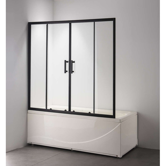 Шторка для ванны Taliente 150 см TA-1514CB, черный/прозрачное - фото 