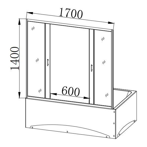 Шторка для ванны Taliente 170 см TA-1714CP, хром/прозрачное - фото 2