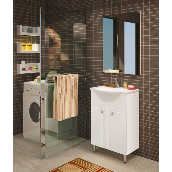 Тумба напольная с раковиной Акватон ФИДЖИ 60 см 1A1796K0FG010, белый - фото 4