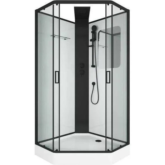 Душевое кабина Grossman Elegans 100x100 см GR250D, чёрный/прозрачное - фото 