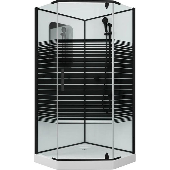 Душевое кабина Grossman Classic 90x90 см GR271D, чёрный/узор - фото 